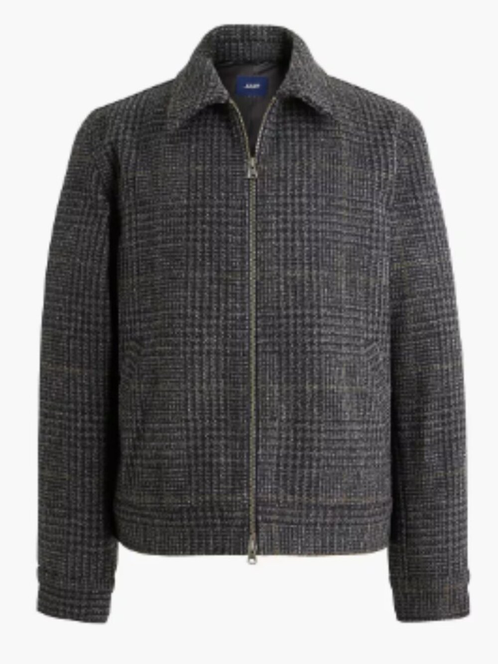 J Crew Men's Glenplaid Elegant Coat Wool Blend Work Jacket 2-Way Front Zip
